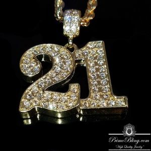 PrimoBling.com Accessories - 14k Gold Plated 21 Savage Hip Hop Necklace Set PrimoBling.com Accessories - 14k Gold Plated 21 Savage Hip Hop Necklace Set
